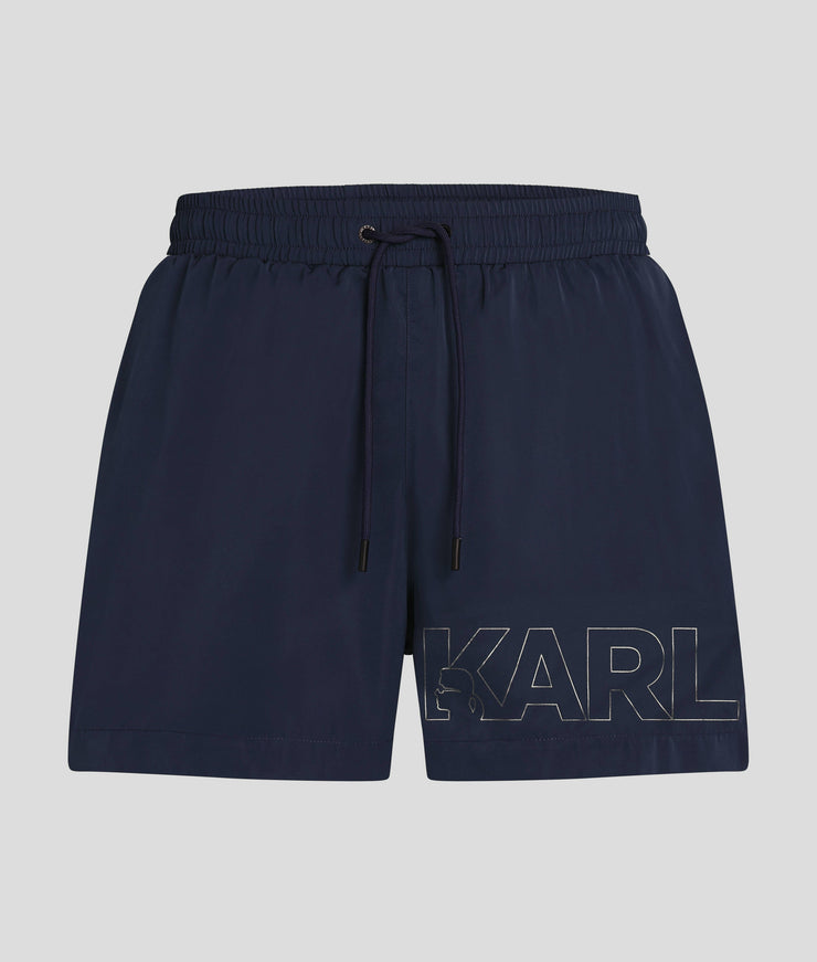 METALLIC KARL LOGO SHORT-LENGTH BOARDSHORTS